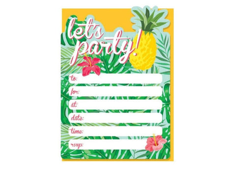 Tropical Theme Party Invitations and envelopes