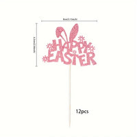 Happy Easter Glitter Cupcake Picks x12 - Perfect Easter Cupcake Picks