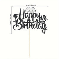 Chef Theme Happy Birthday Cake Topper. Glitter Card