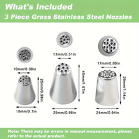 Grass Piping Nozzle Set. 3 Sizes of nozzle