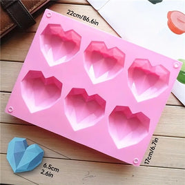 Geometric Heart Chocolate Mould - 6 Cavity