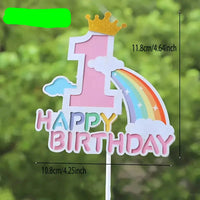 Cute Rainbow 1st Birthday Card Cake Topper.