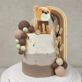 Neutral Teddy Bear Rainbow Cake Decoration Kit