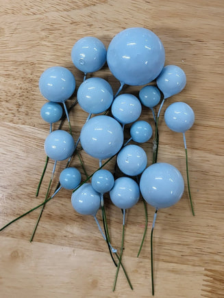Pastel Blue Ball Cake Decorations - 18 pieces