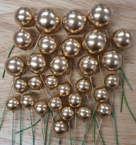 Shiny Gold Balls Cake Decorations