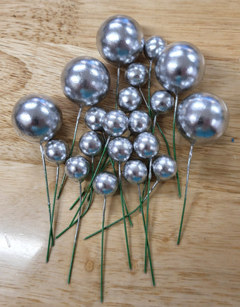 Silver Ball Cake Decorations - Non Edible