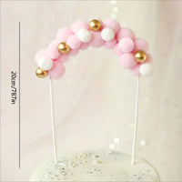 Pink White Pom Pom Rainbow Cake Decoration