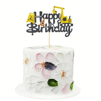 Construction Theme Cake Topper. Quality card