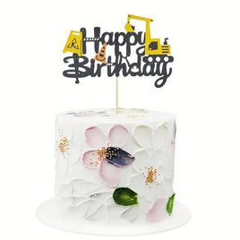 Construction Theme Cake Topper. Quality card
