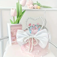 Pearl Bow Cake Decoration - Non Edible. Food Safe