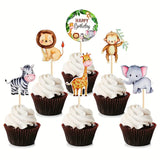 12pcs, Jungle Safari Animal Theme Cupcake Picks
