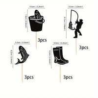 12pcs, Fishing Theme Cupcake Picks
