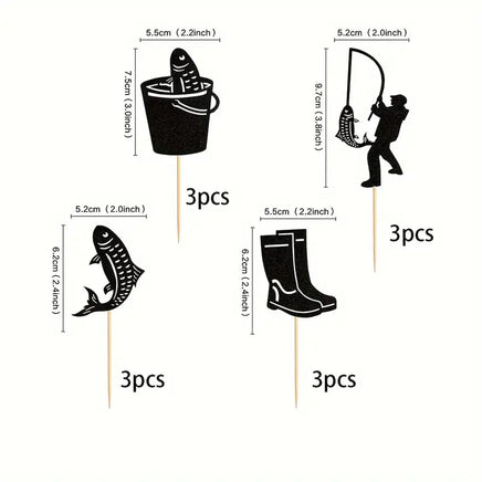 12pcs, Fishing Theme Cupcake Picks