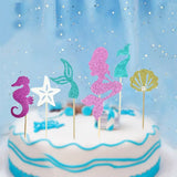 Glittery Mermaid Theme Cupcake Picks x12