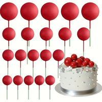 Red Ball Cake Decorations - 20 Piece Set