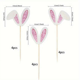 Easter Bunny Ears Cupcake Picks x12