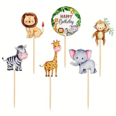 12pcs, Jungle Safari Animal Theme Cupcake Picks