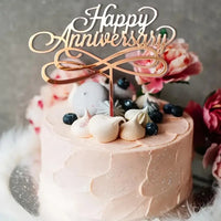 Happy Anniversary Cake Topper - Gold Acrylic
