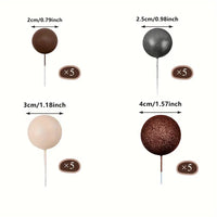 Bronze & Brown Ball Cake Decorations - Non Edible