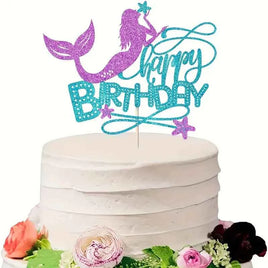 Mermaid Glitter Card Cake Topper