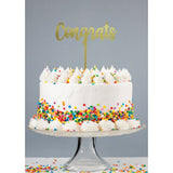 Acrylic Congrats Gold Cake Topper - Go Bake