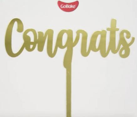 Acrylic Congrats Gold Cake Topper