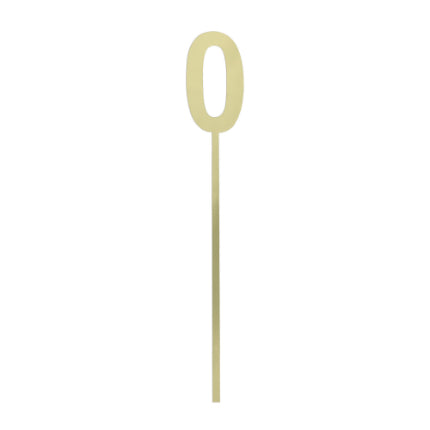 Number 0 Mirror Gold Cake Topper