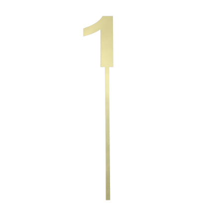 Number 1 Mirror Gold Cake Topper With Stick