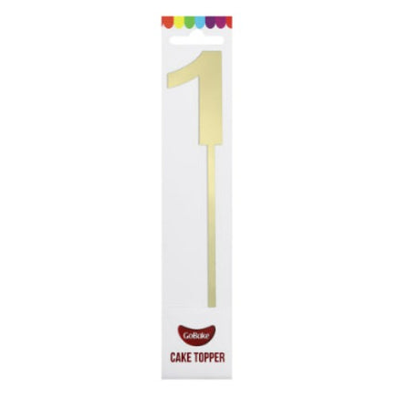 Number 1 Mirror Gold Cake Topper With Stick