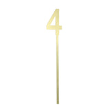 Number 4 Mirror Gold Cake Topper