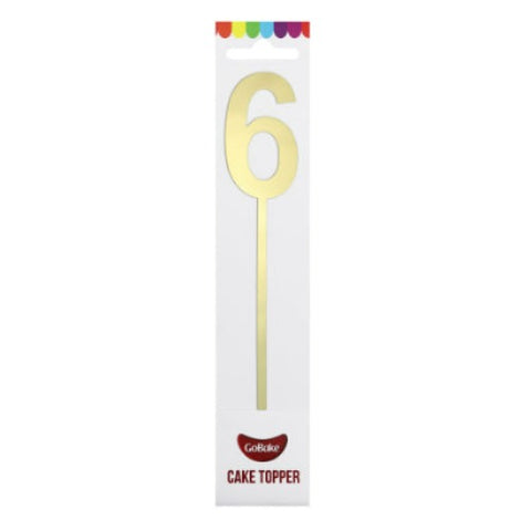 Number 6 Mirror Gold Cake Topper