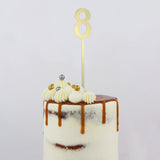 Number 8 Mirror Gold Cake Topper