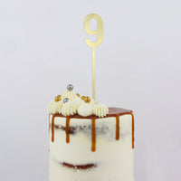 Number 9 Mirror Gold Cake Topper