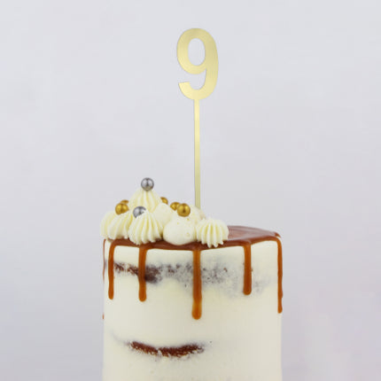 Number 9 Mirror Gold Cake Topper