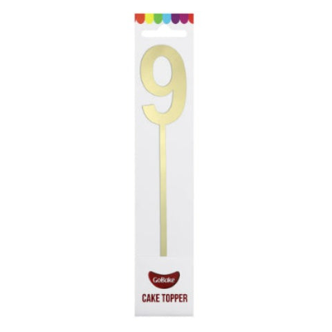 Number 9 Mirror Gold Cake Topper