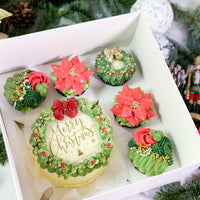 Christmas Theme Bento Cake and Cupcakes Gift Box