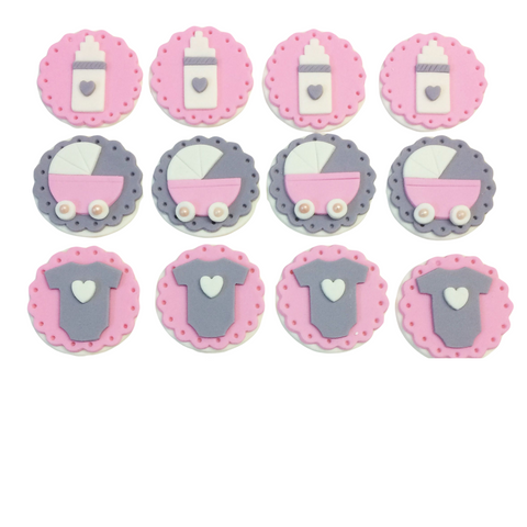 Handmade Gumpaste Baby Shower Cupcake Toppers