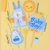 Baby Boy Card Cake Topper Set - 7 Piece