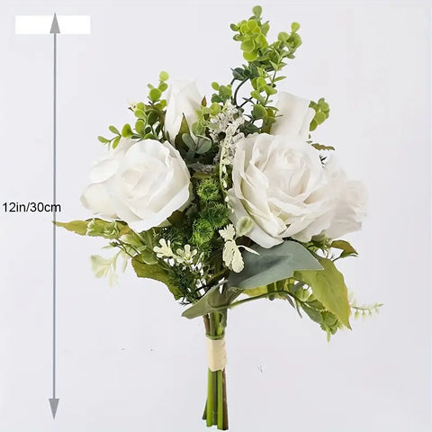 Classic White Artificial Flower Bouquet - Cake Decorations