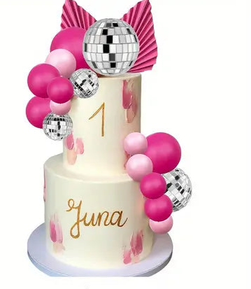Stunning Pink Disco Theme Cake Decorations