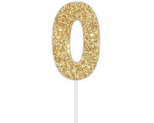 Number 0 Gold Cake Topper - Quality Card
