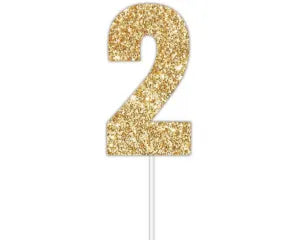 Number 2 Gold Cake Topper - Quality Card