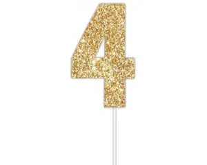 Number 4 Gold Cake Topper - Quality Card
