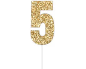 Number 5 Gold Cake Topper - Quality Card