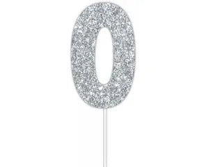 Number 0 Silver Cake Topper - Quality Card