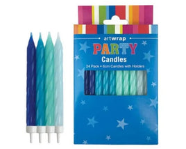 Blues Spiral Cake Candles 24 Pack