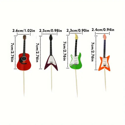 Guitar Cupcake Toppers. Quality Card Stock x12