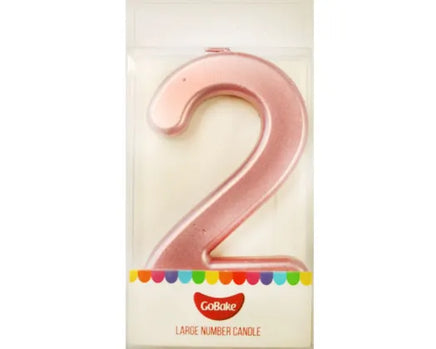 Large Number 2 Candle - Metallic Finish