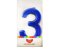 Large Number 3 Candle - Metallic Finish