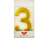 Large Number 3 Candle - Metallic Finish